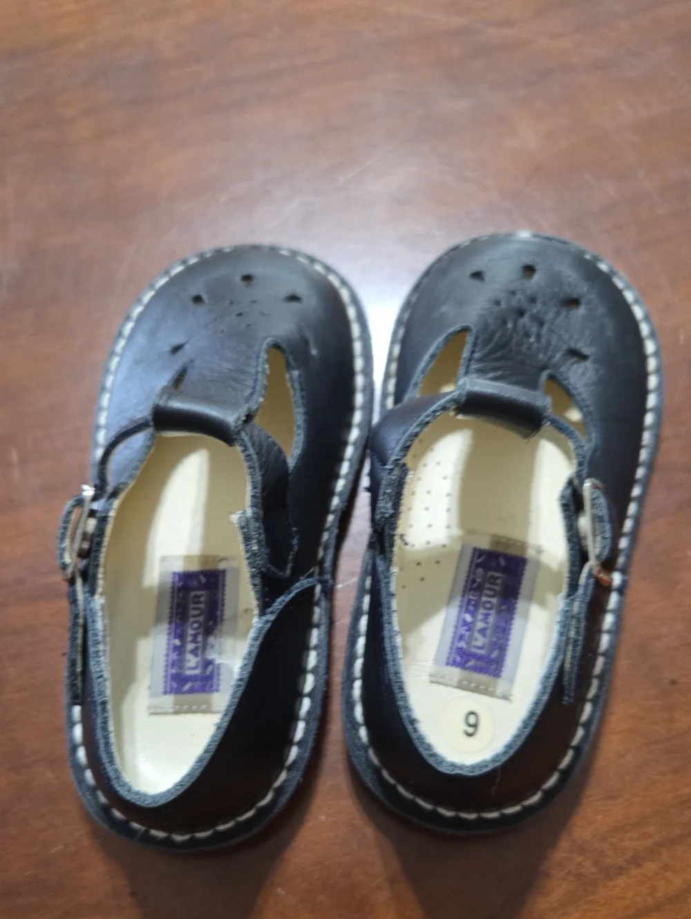 Vintage L'Amour Navy Black Girls T-Strap Dress Shoes
